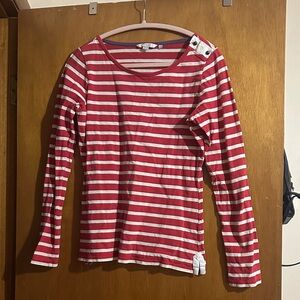 Boden Red and White Striped Top